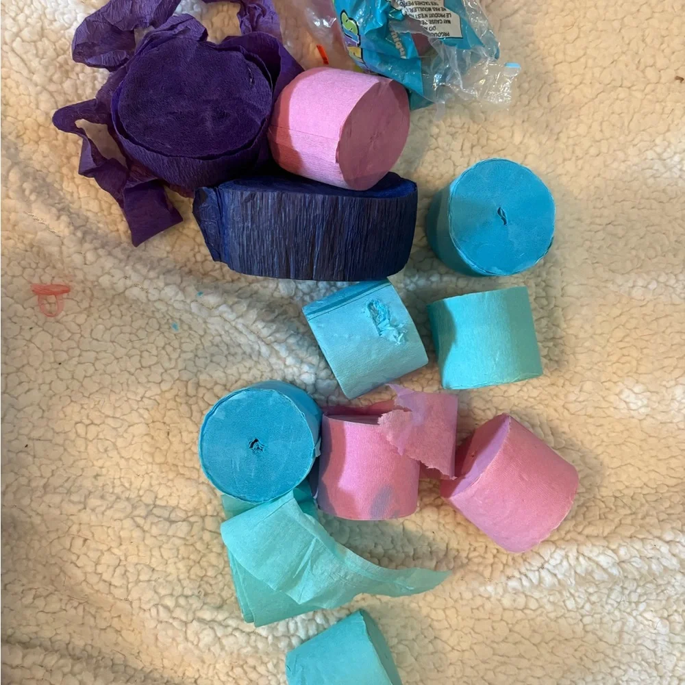 Party Crepe Streamers - Pink, Teal, Blue & Purple Decorative Rolls